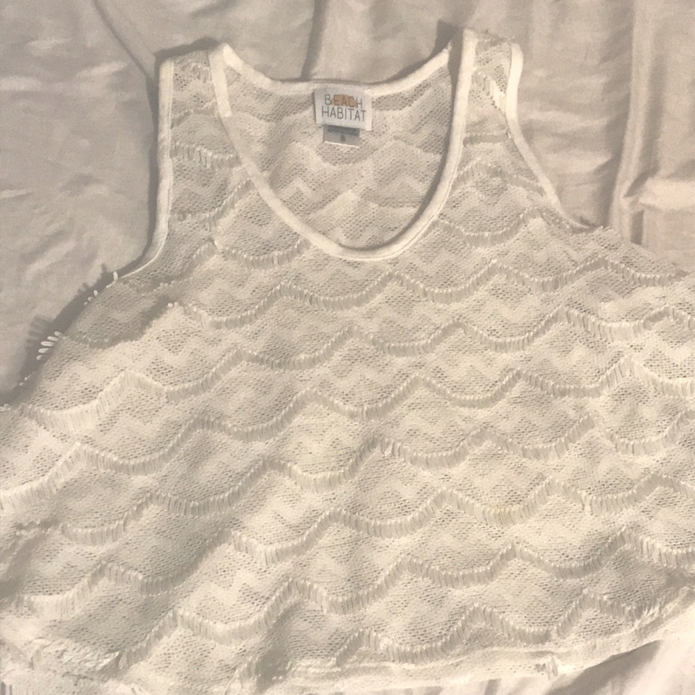 NEWmesh bathingsuit cover up tanktop white & see-through sizesmall beachhabitat